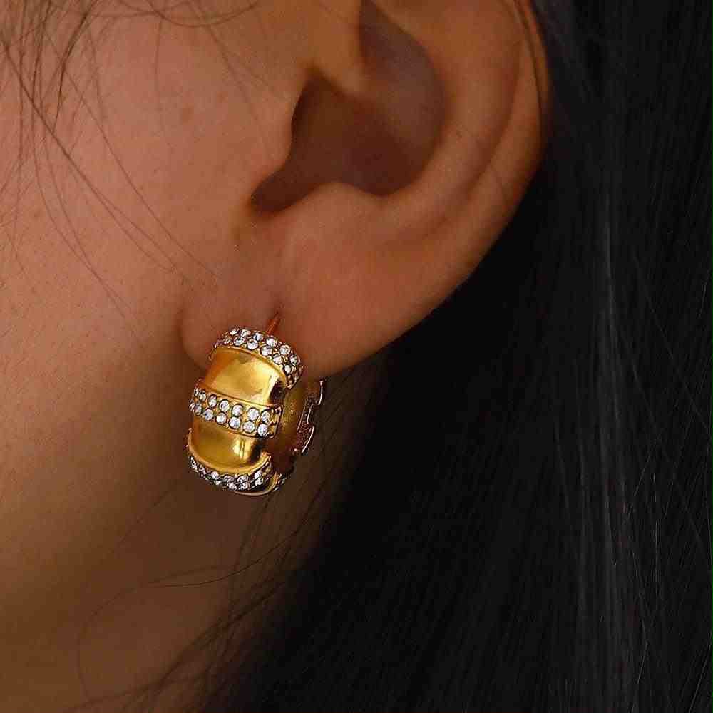 Gold Plated Stone Hoops