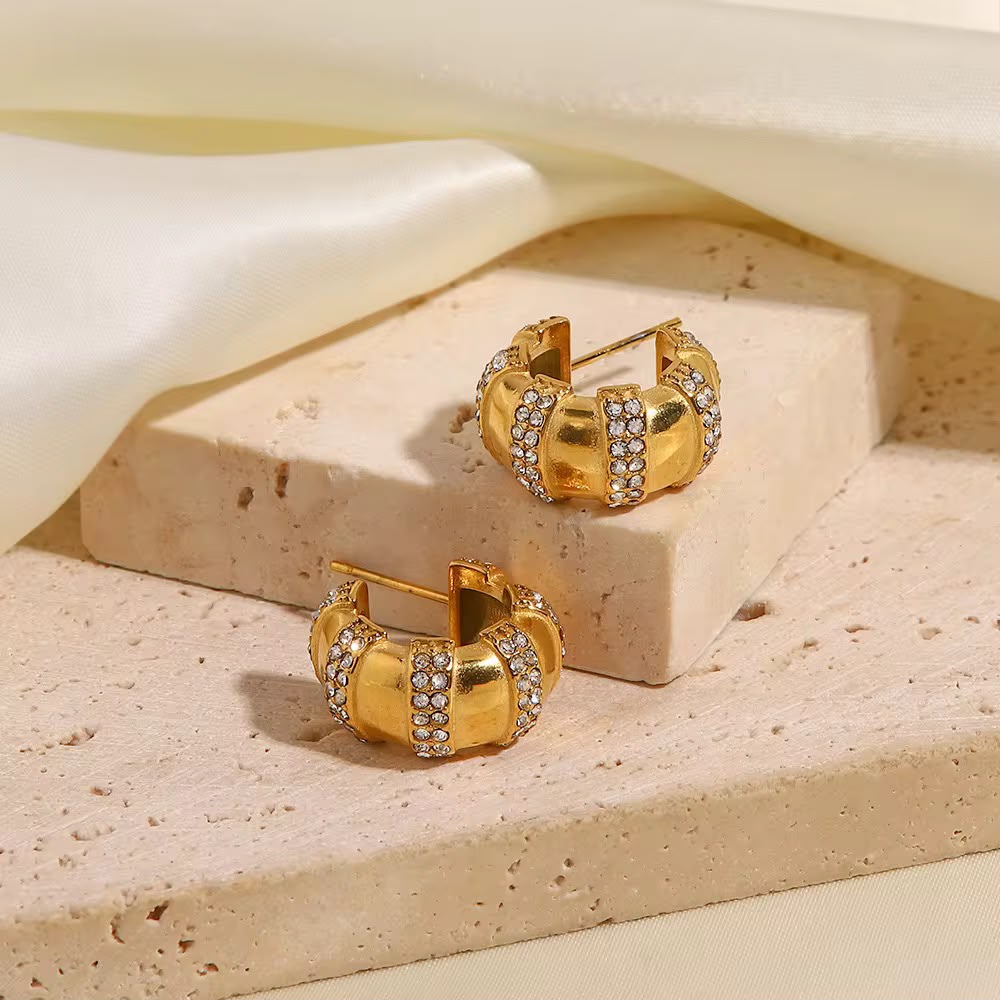 Gold Plated Stone Hoops