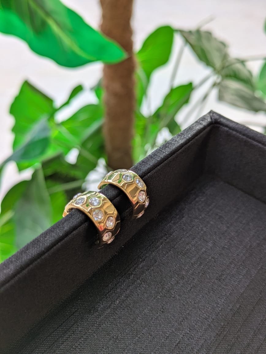 Gold Plated Honey Bee Stone Hoops