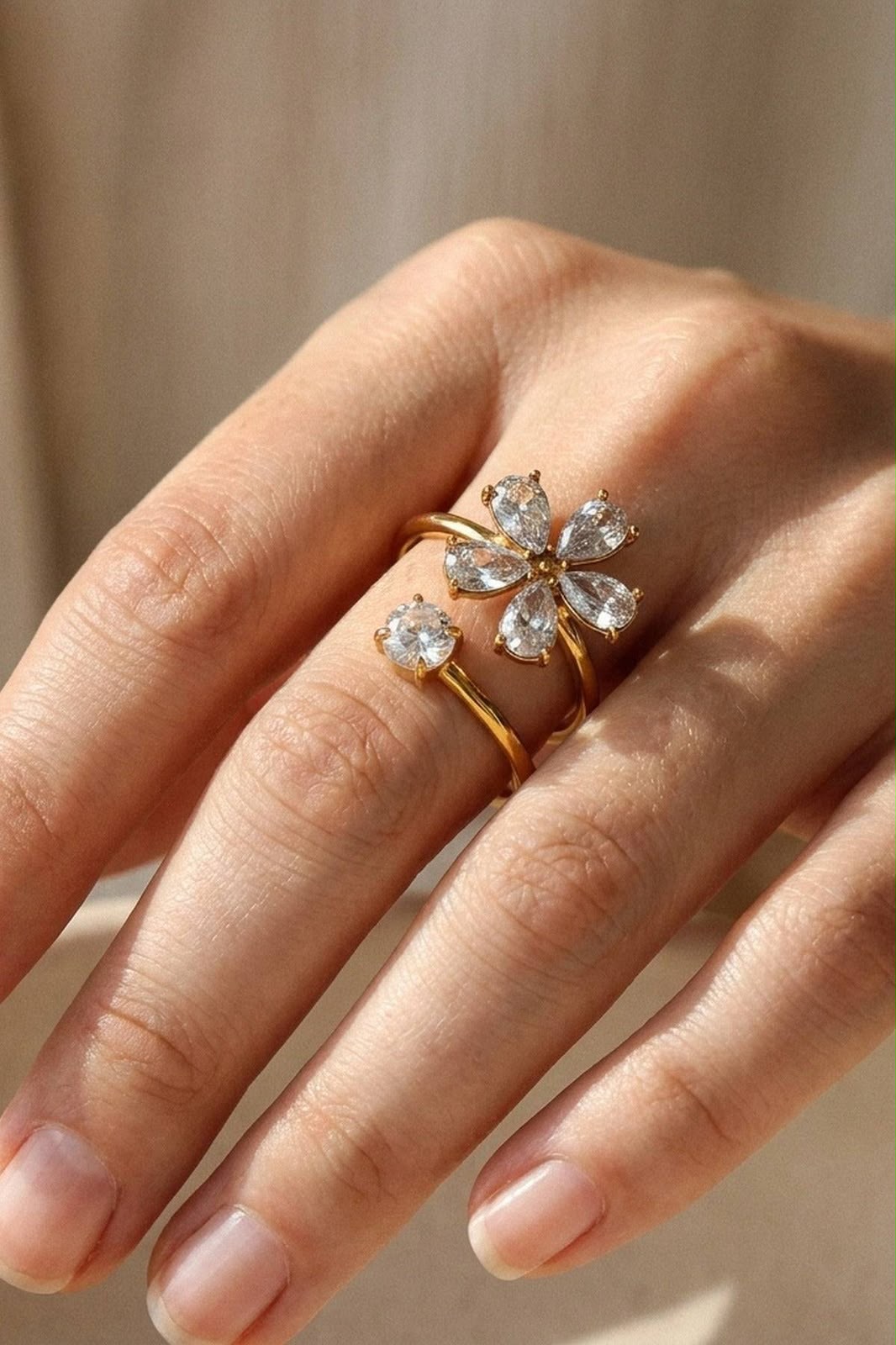 Gold Plated Flower Ring