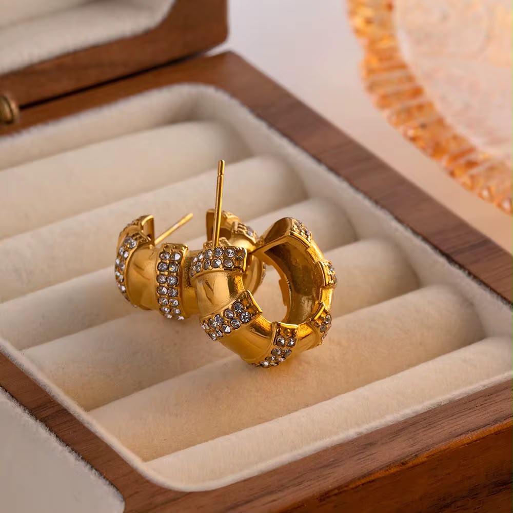 Gold Plated Stone Hoops