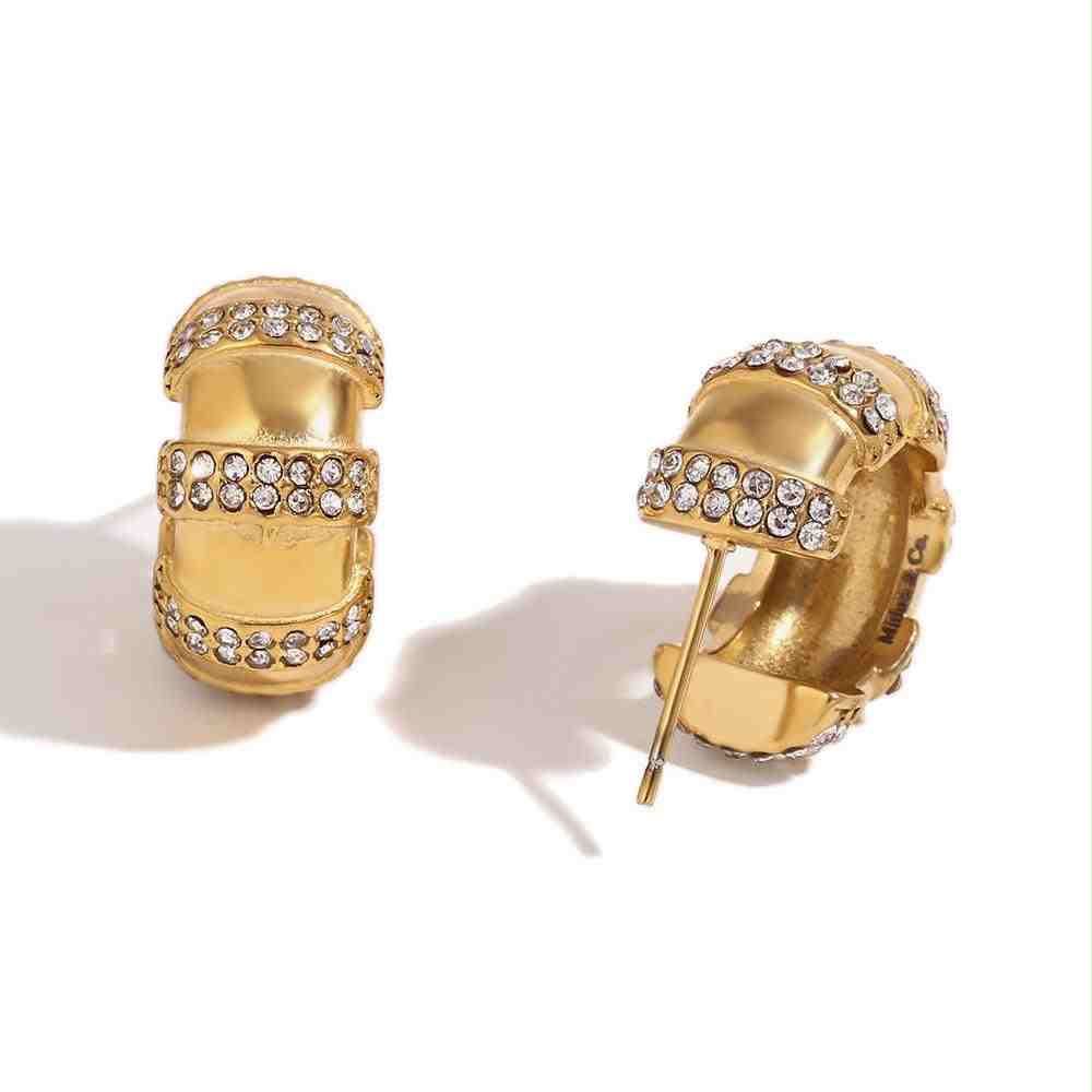 Gold Plated Stone Hoops